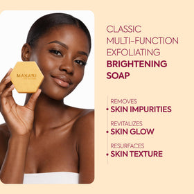 MAKARI soap thick lather close-up showing exfoliating texture benefit