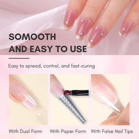 Finished 3D mauve-pink nail sculpted with Makartt gel showing design detail and strength