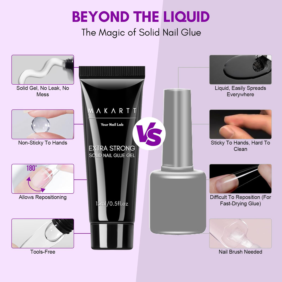 makartt applying gel to press-on nail for quick, mess-free placement and strong adhesion