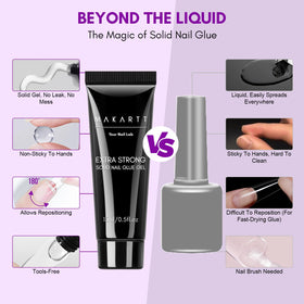 makartt applying gel to press-on nail for quick, mess-free placement and strong adhesion