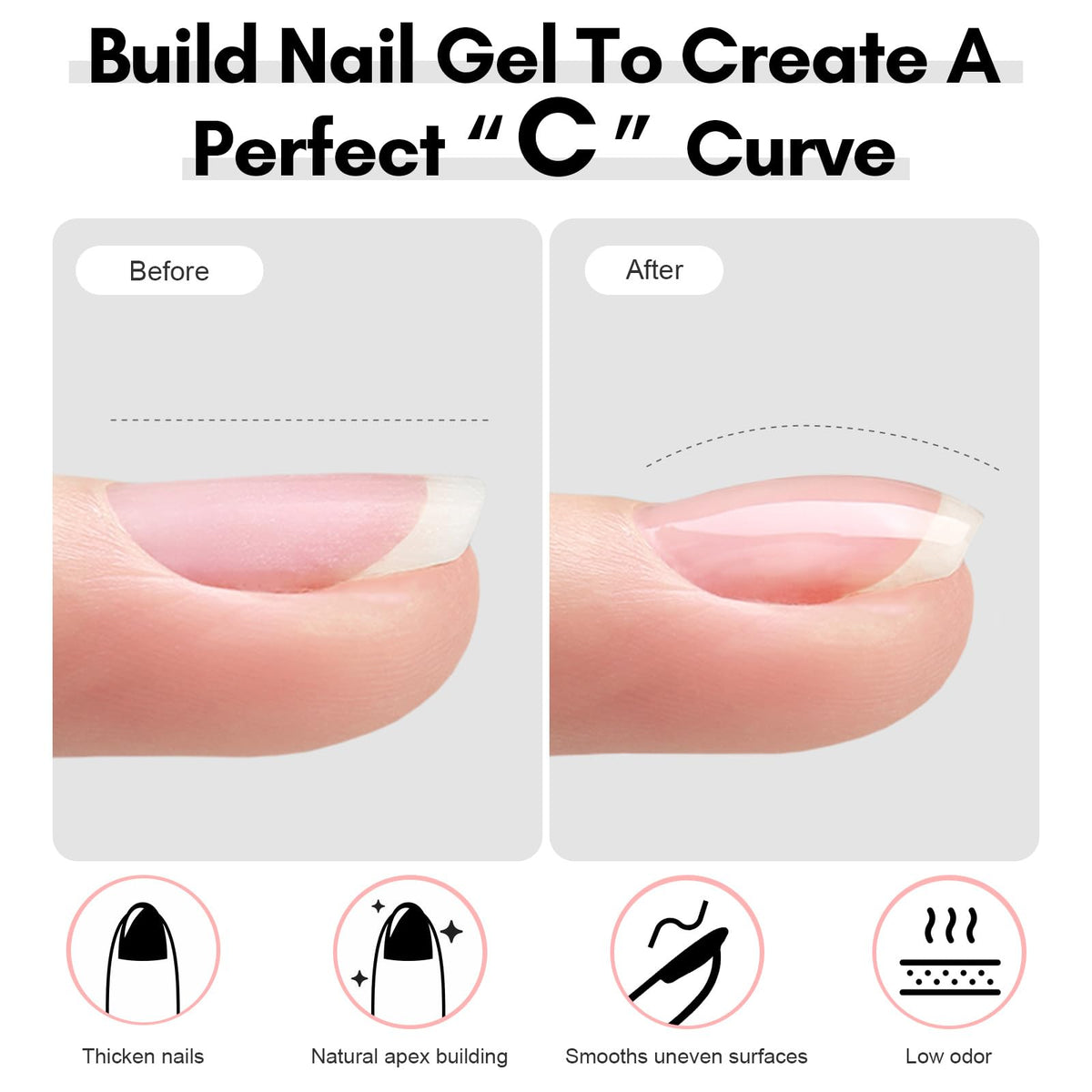 Close-up of Makartt builder gel texture showing self-leveling consistency for shaping