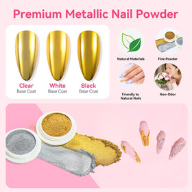 Makartt chrome powder jars open showing metallic pigments for mirror shine