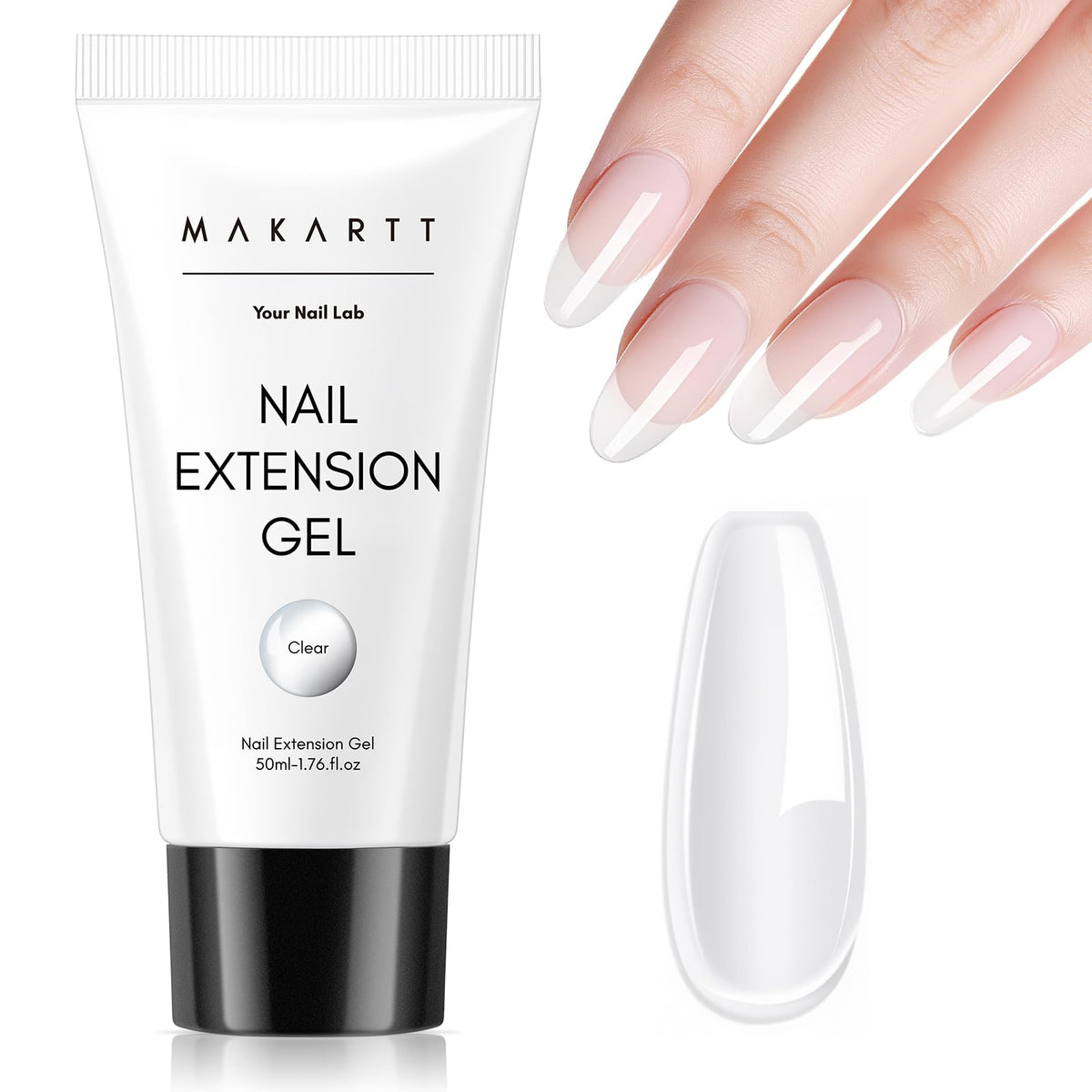 Makartt front jar showing clear poly gel and product clarity benefit