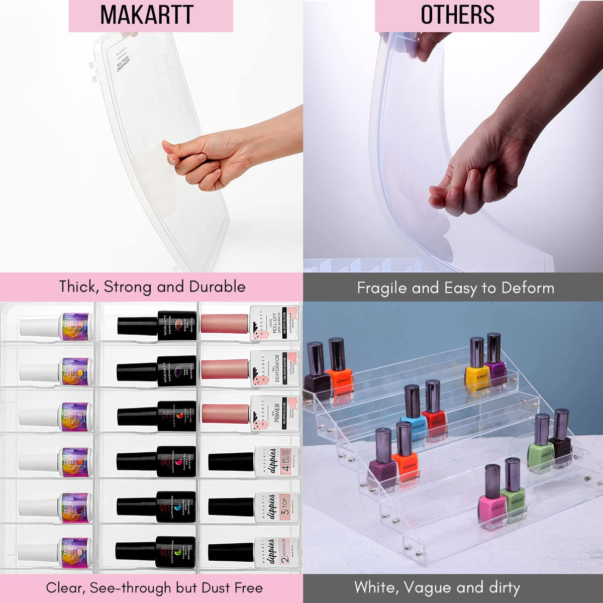 Makartt close-up of adjustable dividers allowing custom bottle spacing