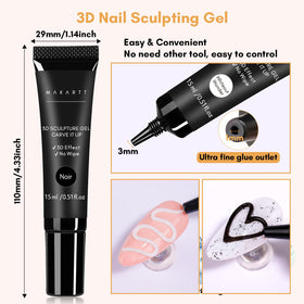 Makartt black 3D gel close-up texture showing dense pigment and strong three-dimensional build