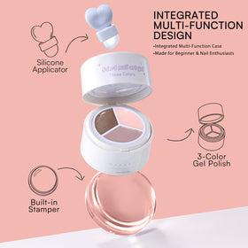 Makartt ColorPot opened top view with stamp, silicone head and three gel colors visible