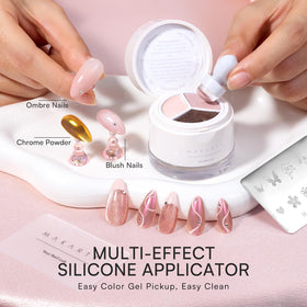 Makartt ColorPot stamping in use on a nail, showing accurate motif transfer benefit