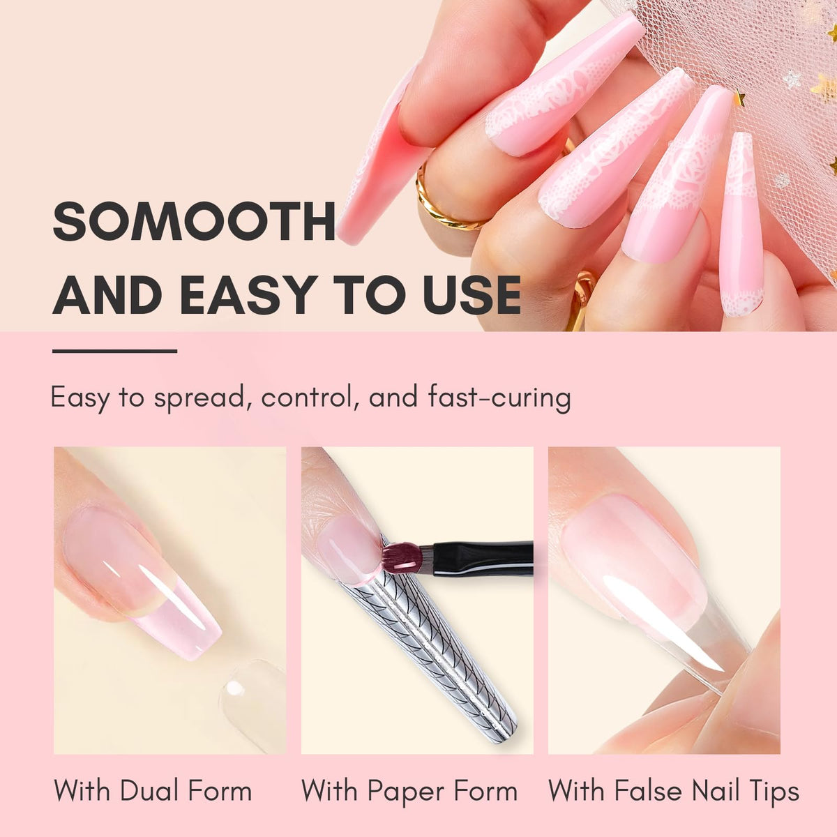 Swatches comparing coral pink shade on tips demonstrating color accuracy and cosmetic appeal