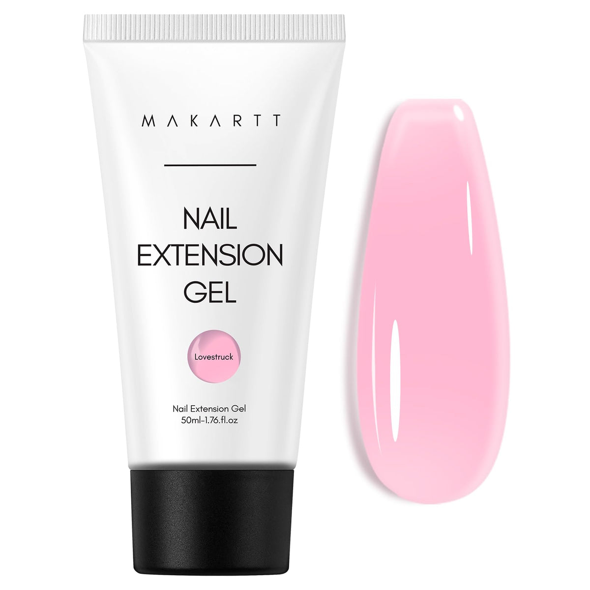Makartt jar front view showing coral pink gel and clear labeling, professional supply benefit