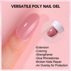 Cured nail extension with Makartt gel showing hard finish and long-lasting protection