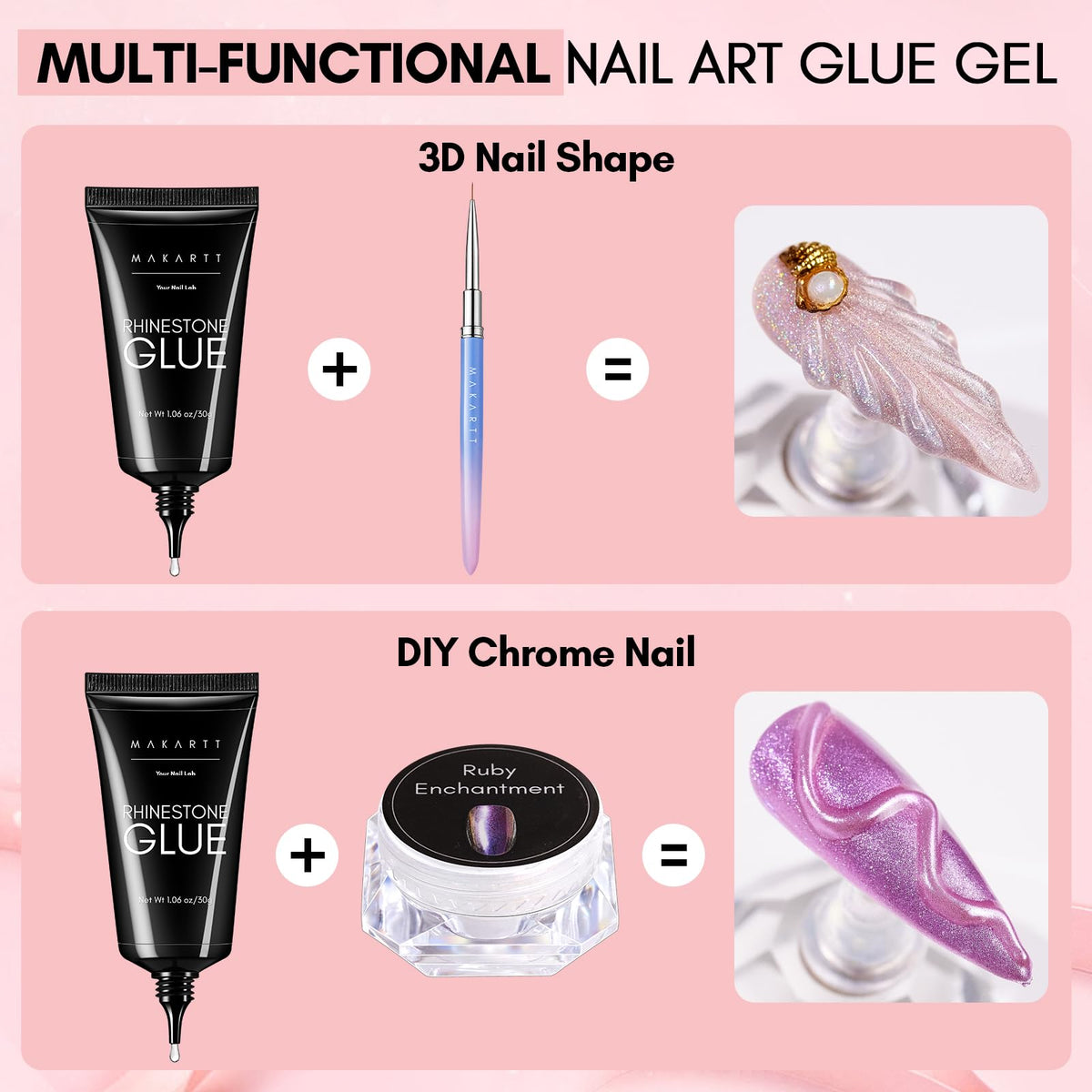 Makartt cured gems on nail demonstrating secure hold benefit