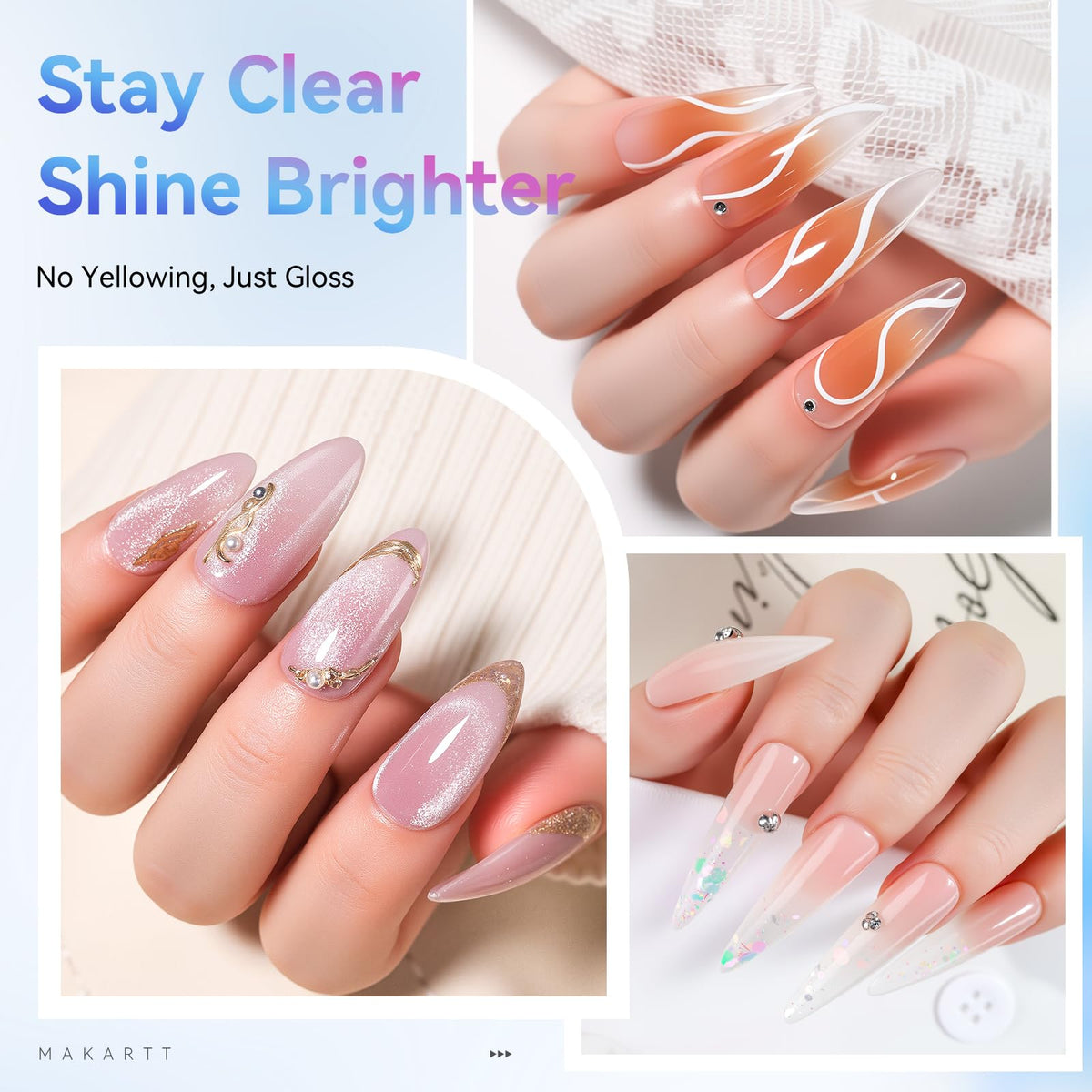 Makartt cured nail macro showing mirror-like shine and durability