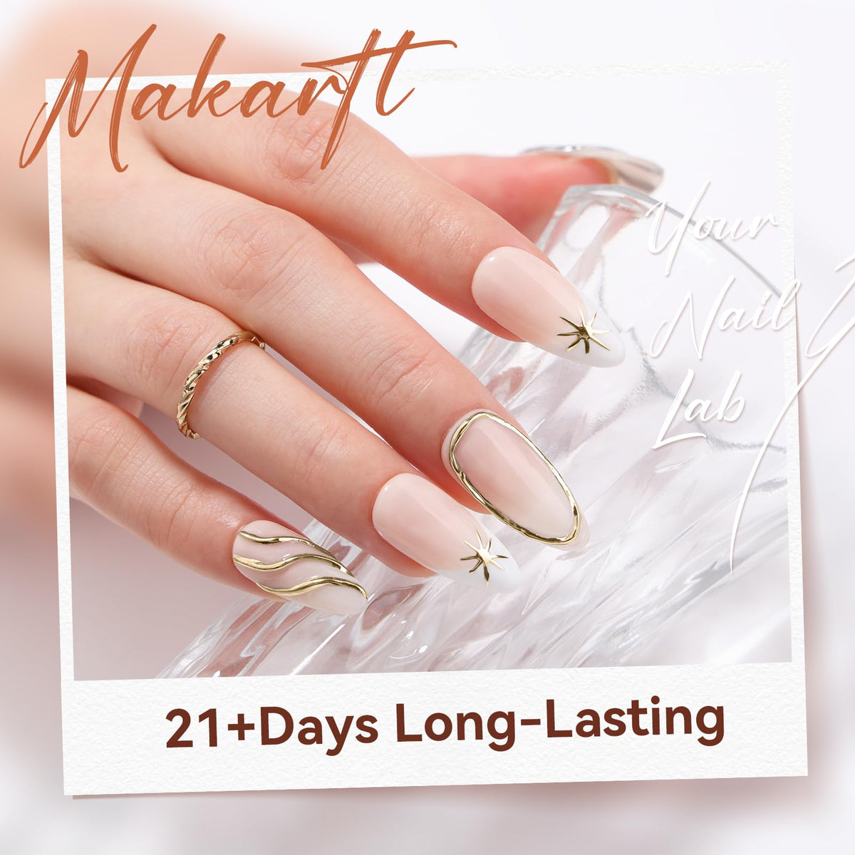 Makartt detailed nail art with fine metallic lines for precision designs