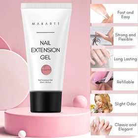 Makartt product in use applying poly gel with a dual form for controlled extension shaping