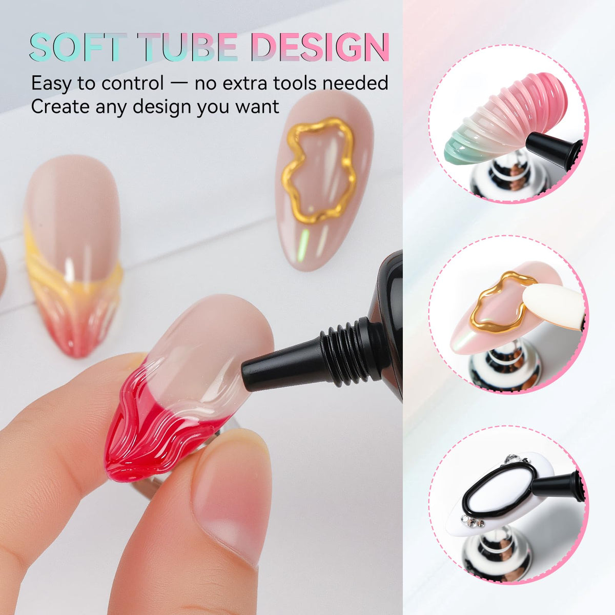 Makartt embossed 3D lines on nail demonstrating precise raised design