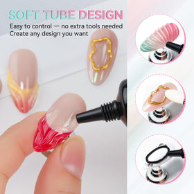 Makartt embossed 3D lines on nail demonstrating precise raised design