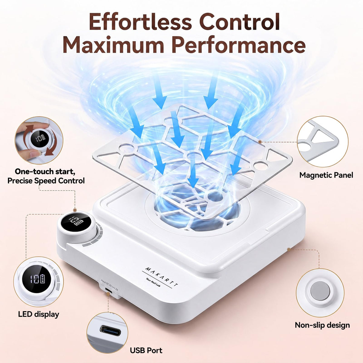 Makartt ERYNOS open filter compartment with filters to show easy maintenance