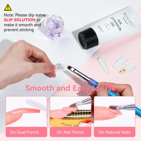 Makartt display of extensions in square oval coffin showcasing versatile shaping benefit
