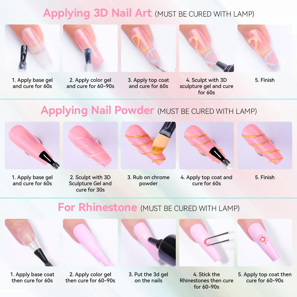 Makartt finished manicure lifestyle image showing dramatic 3D nails