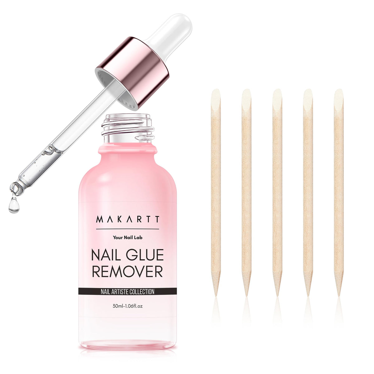 Makartt bottle front view showing gentle remover and Vitamin E benefits