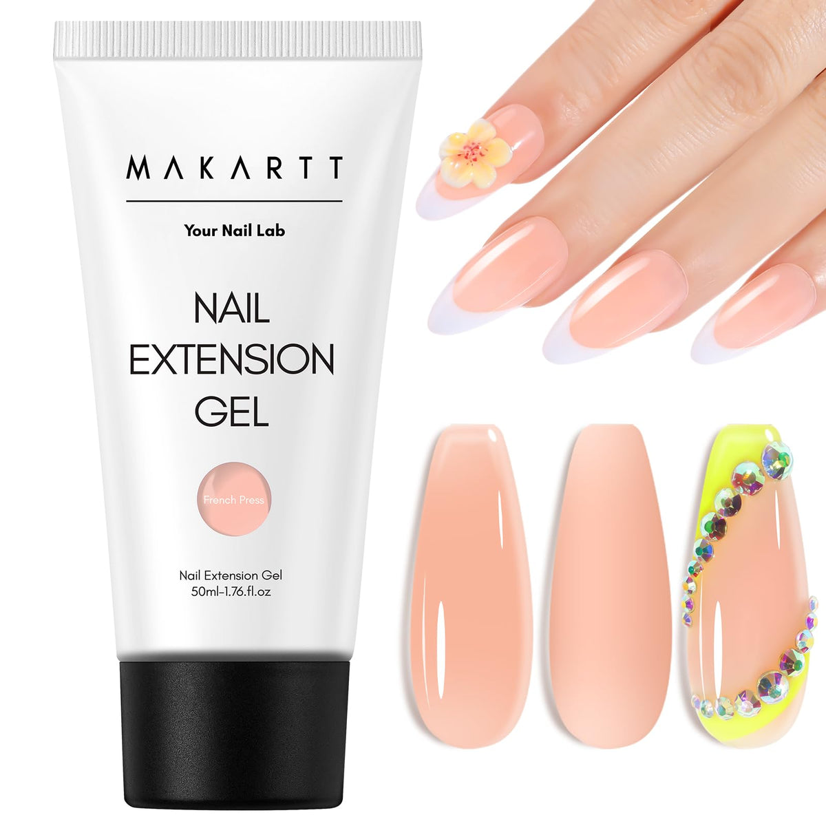 Makartt front bottle view showing nude 50ML builder gel for easy extensions