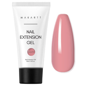 Makartt jar front view showing mauve-pink builder gel and clear labeling for large capacity
