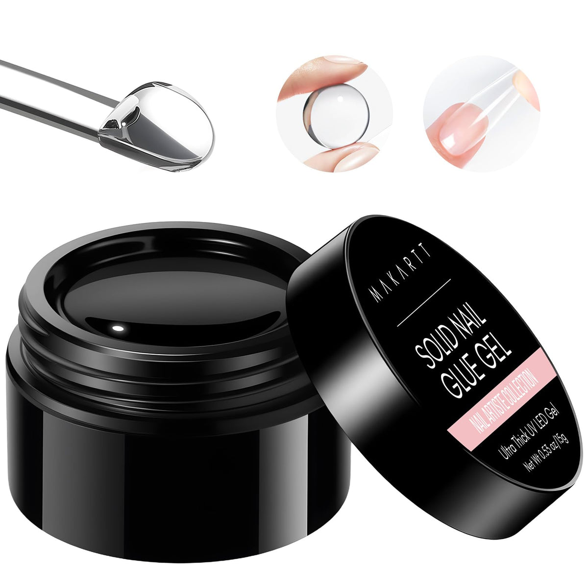 Makartt jar front view showing product and branding, clear secure bonding