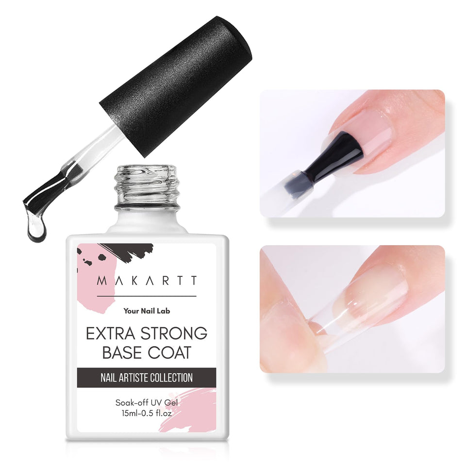 Makartt clear base coat front bottle view showcasing professional packaging and long-lasting bond