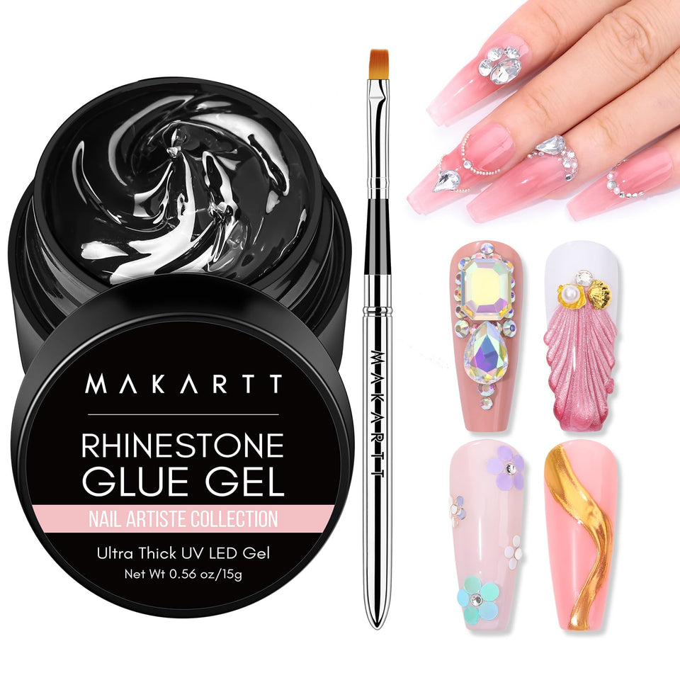 Makartt front packaging showing 15ml clear glue gel and brush pen, professional look and contents