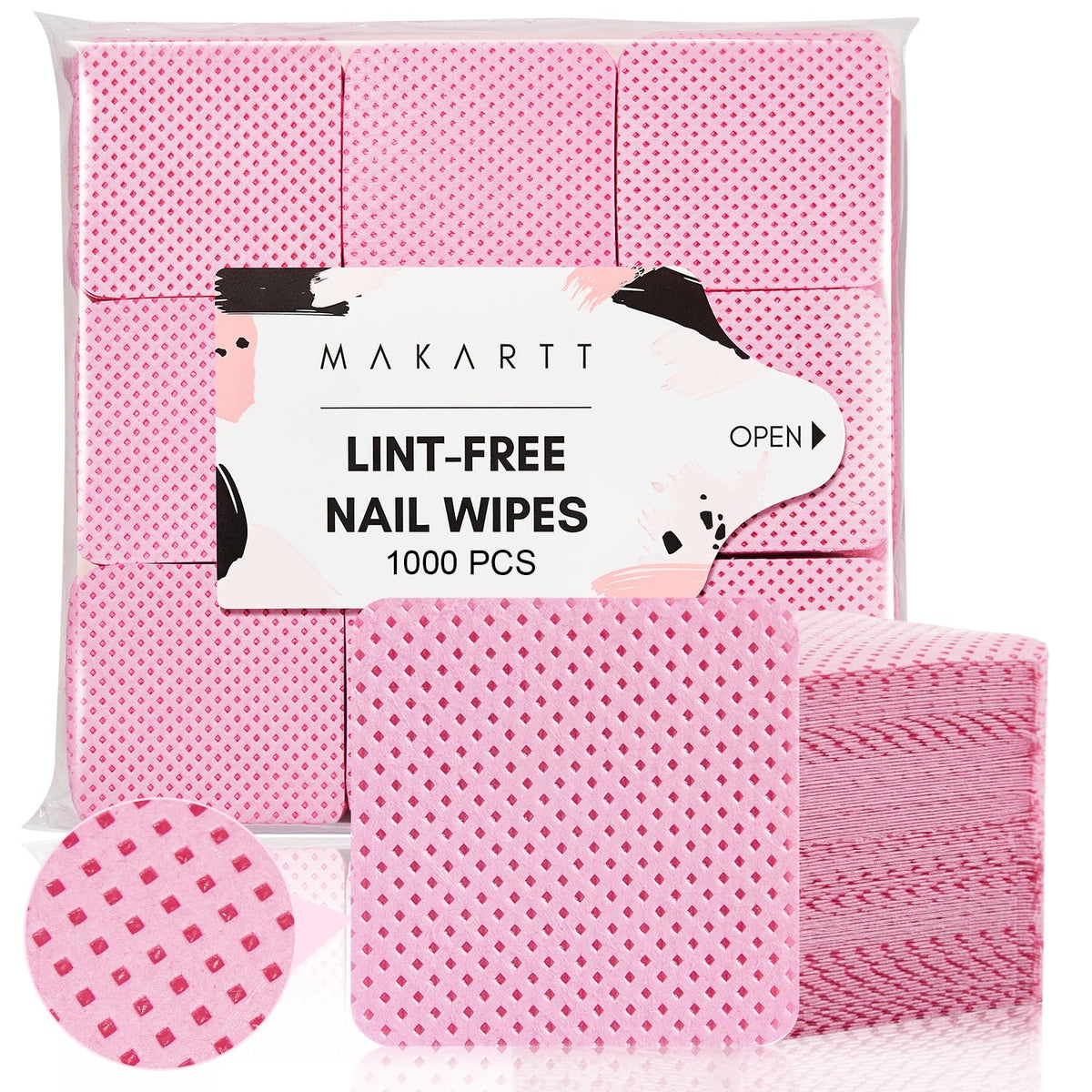 makartt front packaging pink wipes showing compact box and quantity benefit