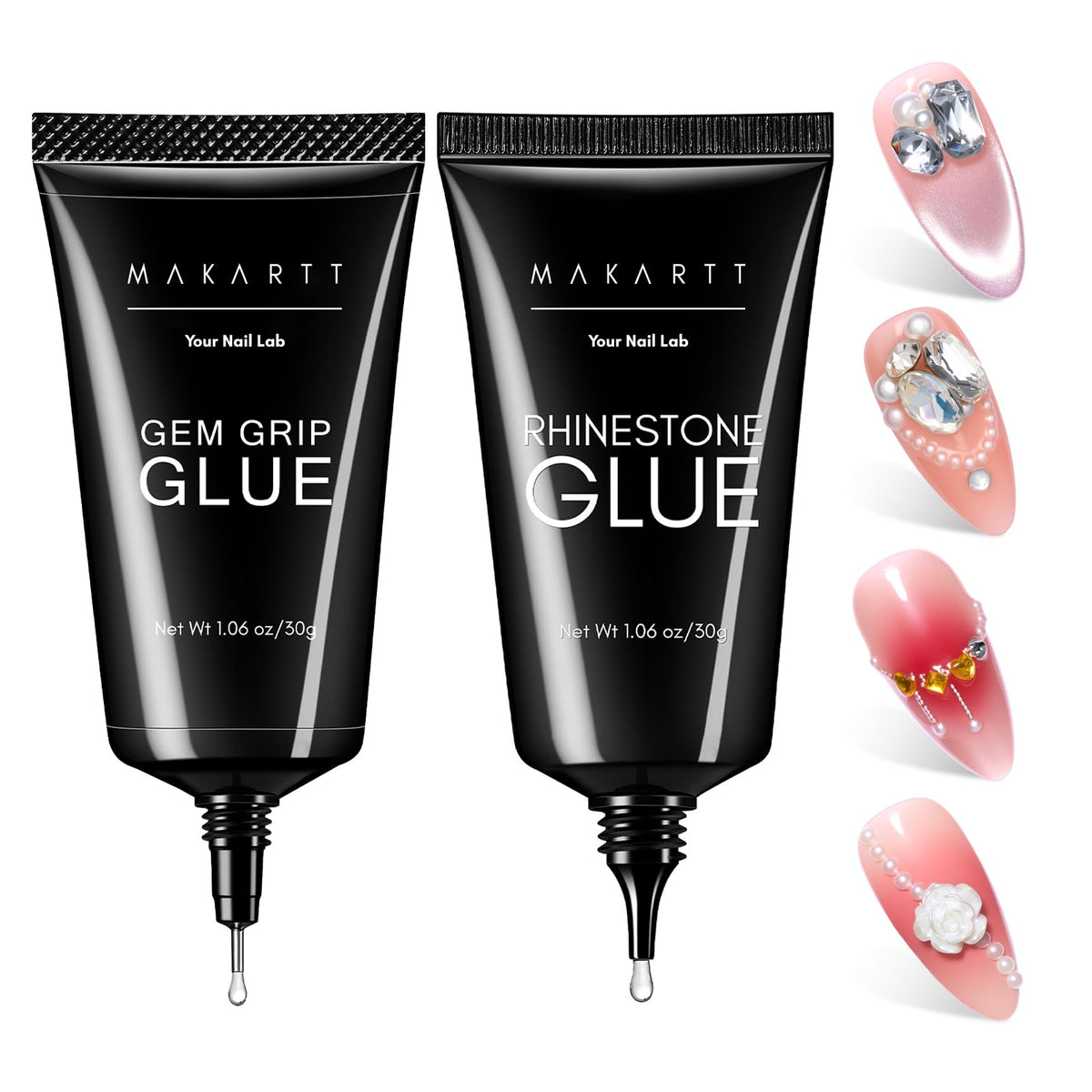 Makartt front packaging showing both glue tubes and benefits
