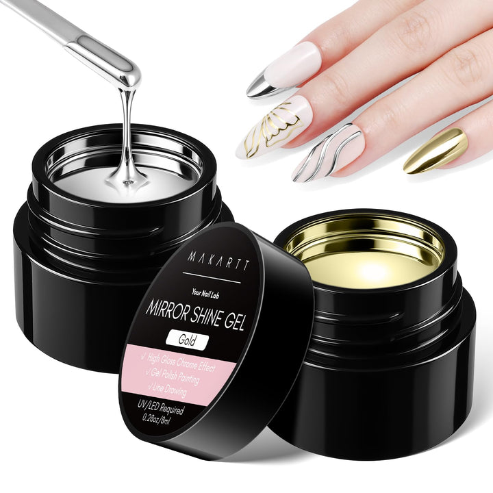 Makartt front packaging showing silver and gold chrome gels for mirror finishes