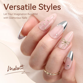 Makartt gold full-coverage manicure highlighting glossy metallic impact