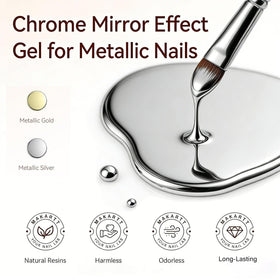 Makartt silver full-coverage manicure showing reflective mirror-effect benefit