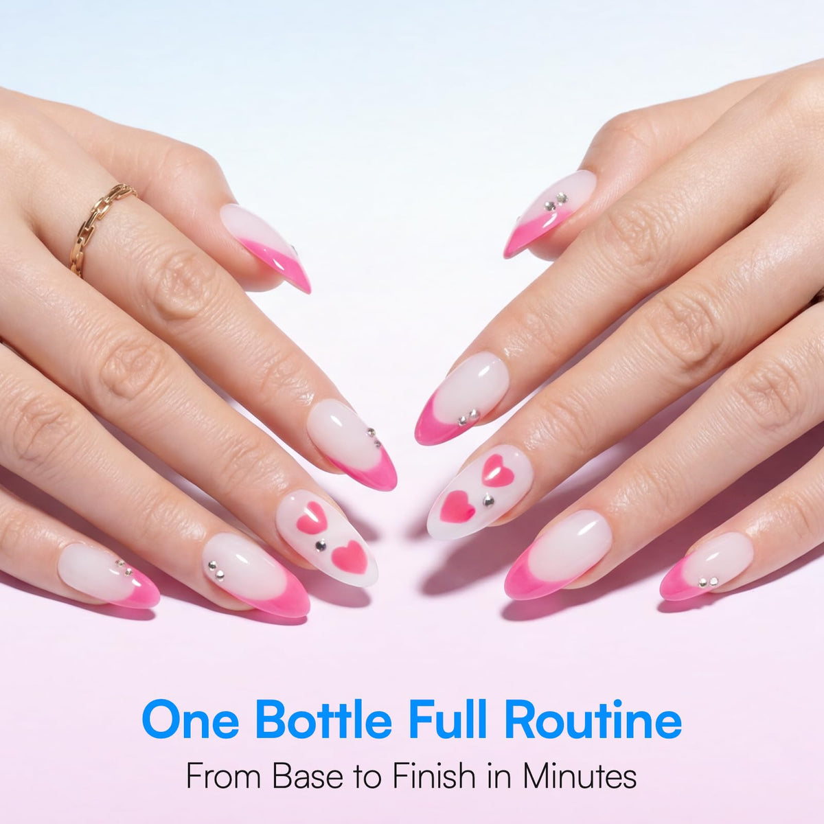 Makartt brush applying gel to nail form, demonstrating precise application and time-saving control