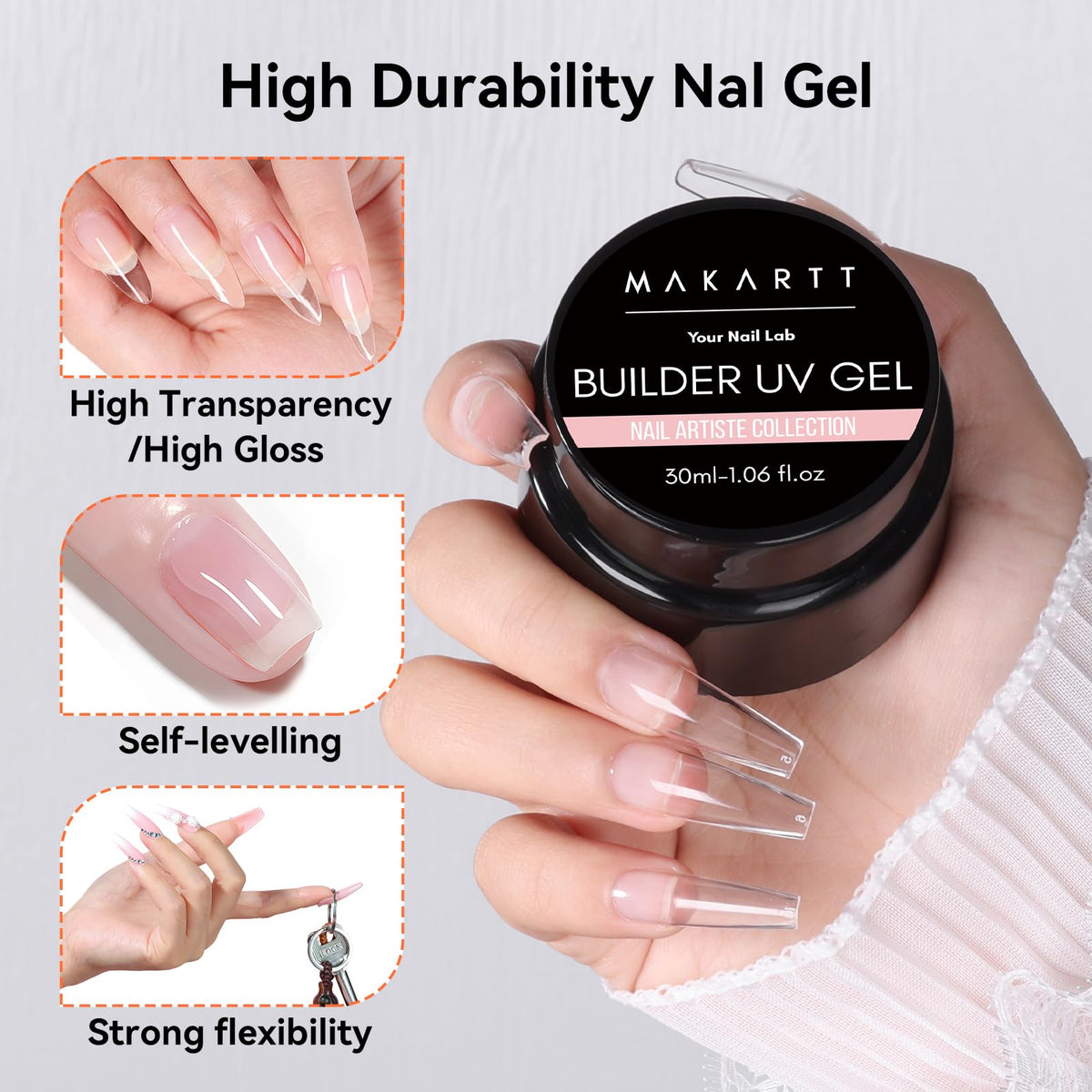 Makartt gel texture close-up highlighting smooth self-levelling flow