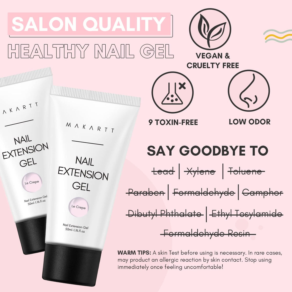 Makartt label and ingredients view highlighting HEMA-free formulation