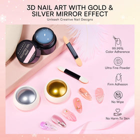 Makartt finished nail with golden chrome tip adding luxe metallic effect
