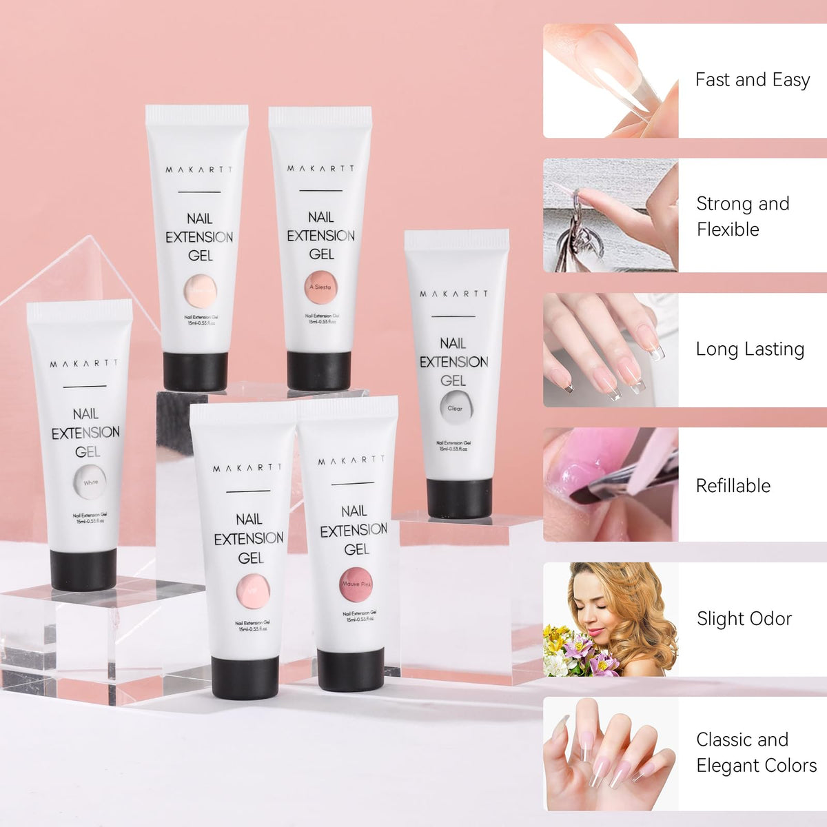 Makartt nude pink shades laid out for natural color matching