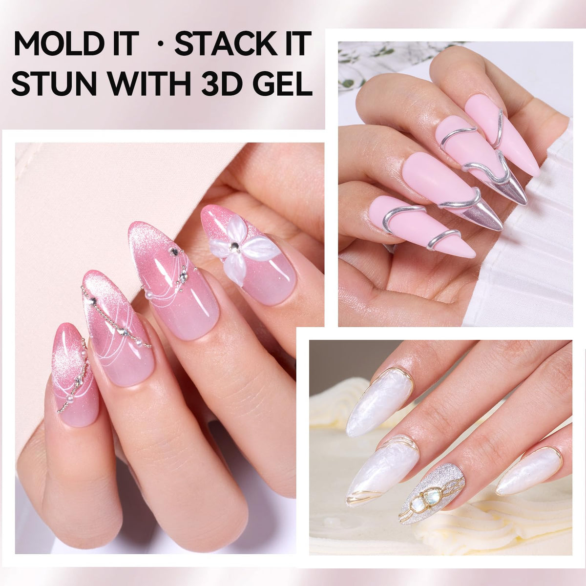 Makartt pearl white 3D rose detail cured, demonstrating raised decorative effect