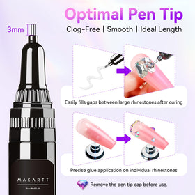 Makartt pen tip placing tiny crystals for pinpoint control