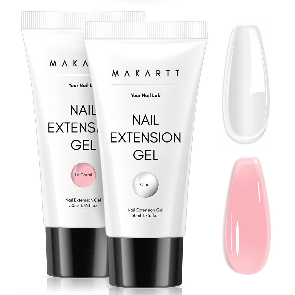 Makartt poly gel kit front packaging showing two 50ml jars and labels for easy selection