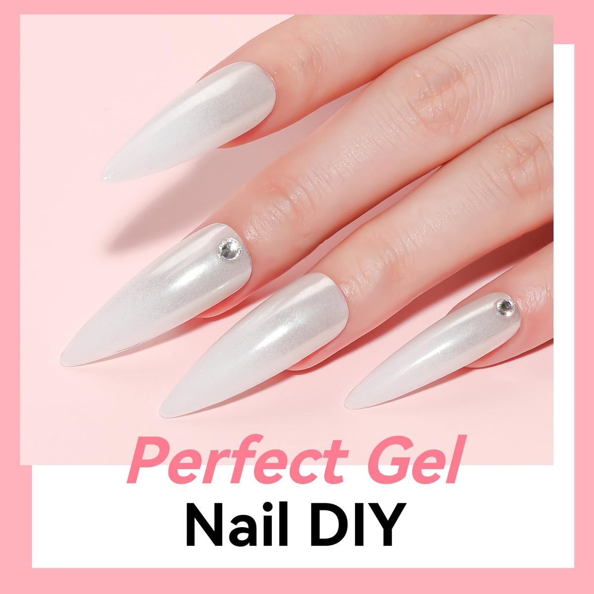 Makartt press-on nails with embedded inlays demonstrating decoration-ready white base