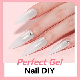 Makartt press-on nails with embedded inlays demonstrating decoration-ready white base