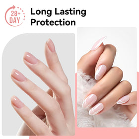 Makartt builder gel holding rhinestone on nail demonstrating secure adhesion