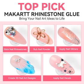 Makartt being applied to a nail with rhinestone, aiding accurate decoration
