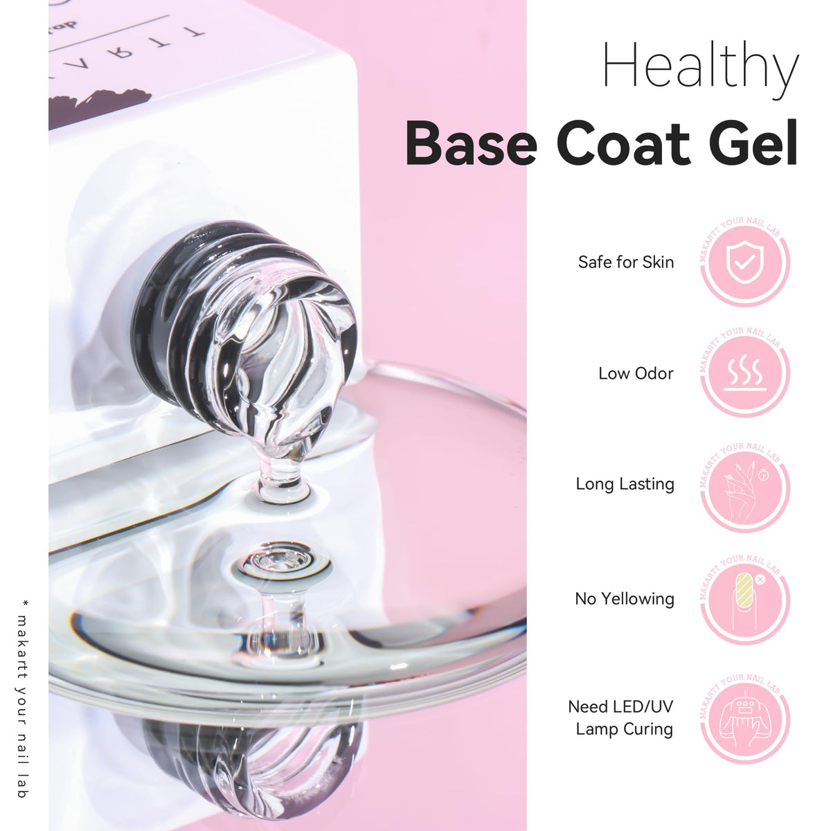 Makartt applied to nail holding small rhinestone charm with reliable adhesion benefit