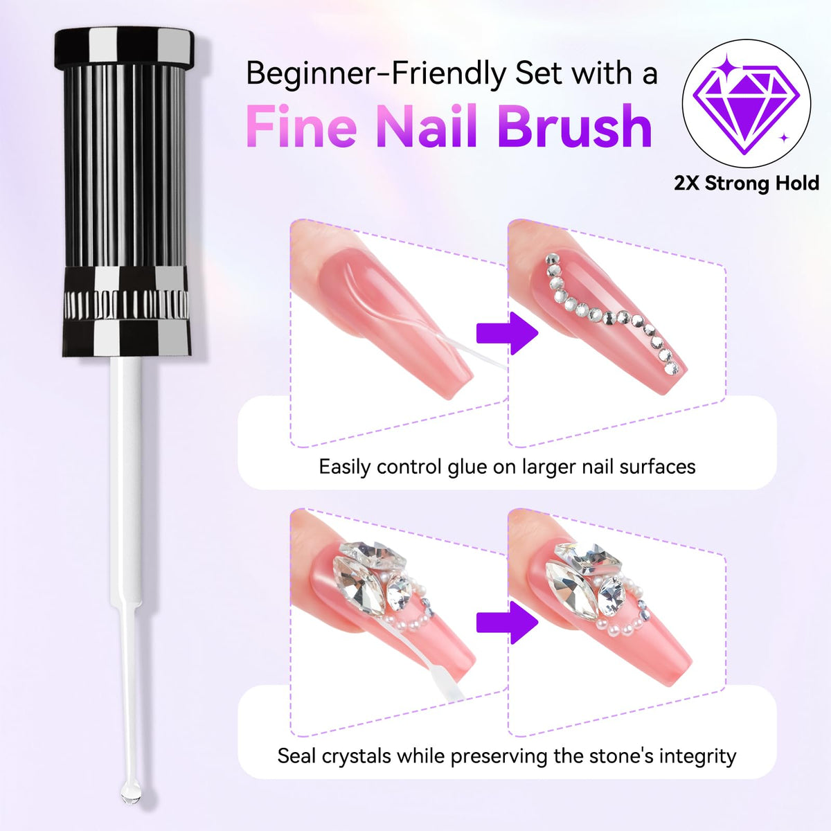 Makartt adhesive holding rhinestones securely on finished nail