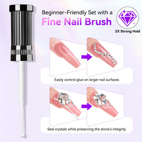 Makartt adhesive holding rhinestones securely on finished nail