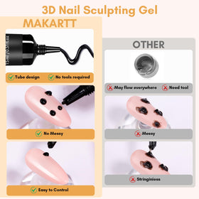 Makartt sculpted 3D shell nail design showing depth and durable cured texture for decorative accents